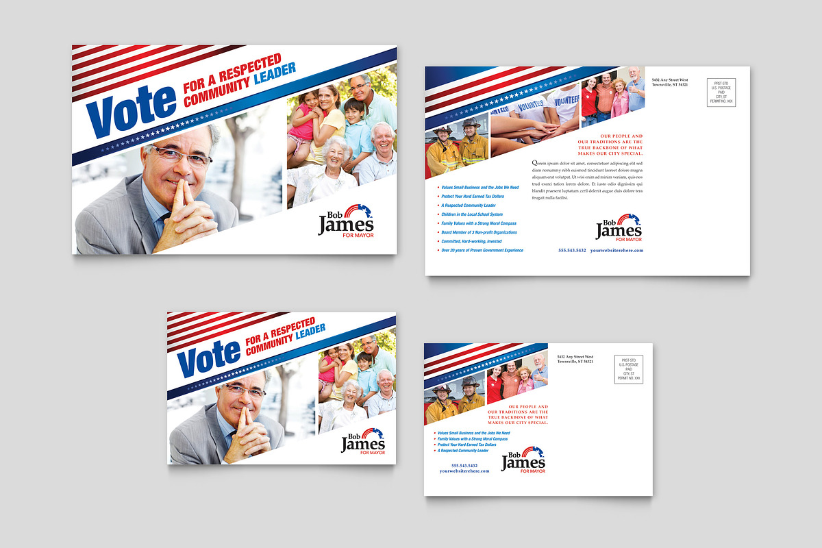 Political Campaign Postcard Template, a Card Template by StockLayouts (Photo 2 of 2)