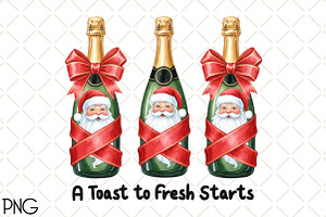 Festive Champagne Bottle Clipart Png, an Illustration by Black Bird Studio