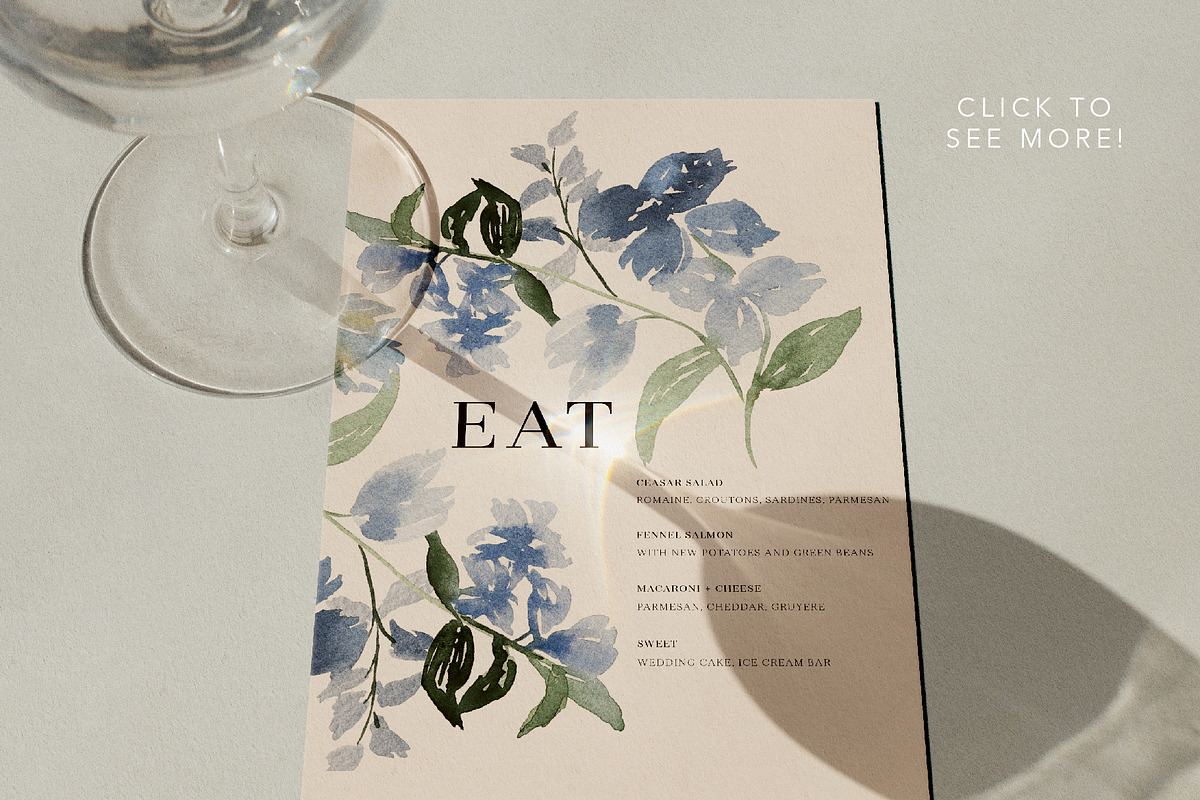 Soft Blue Watercolor Floral Set, an Illustration by One and Only Paper (Photo 7 of 7)