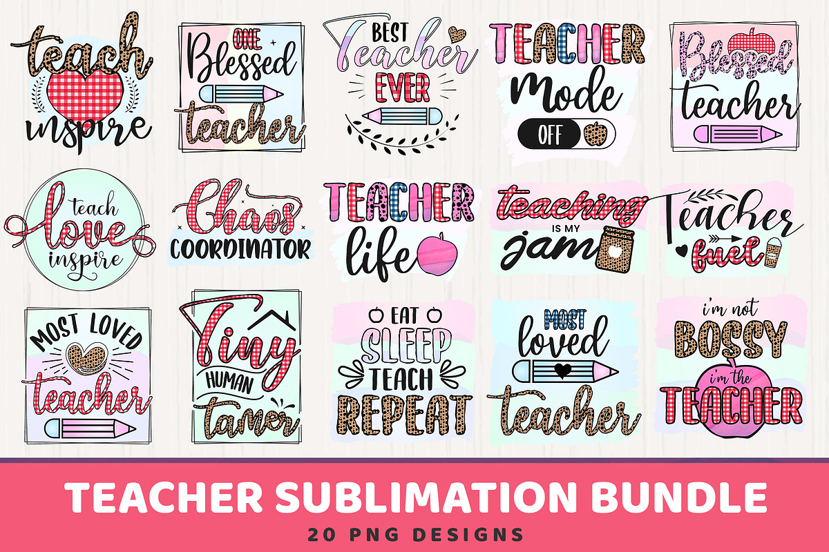 Teacher Sublimation PNG Bundle, an Education Illustration by thefutive (Photo 1 of 7)