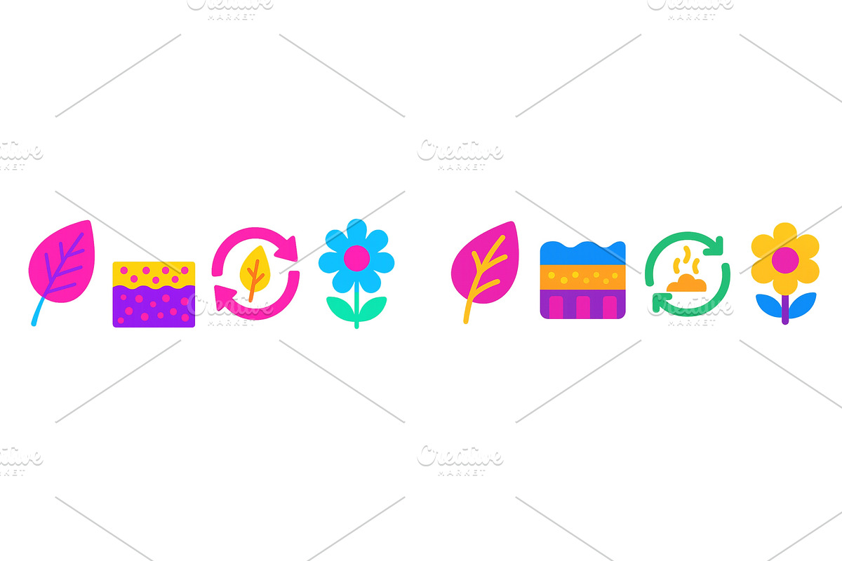Colorful icons representing nature, an Illustration by ZinetroN