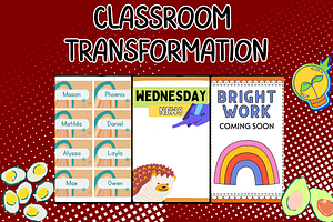 Boho Classroom Decor Bundle, a Templates & Theme by Premium Digital Templates