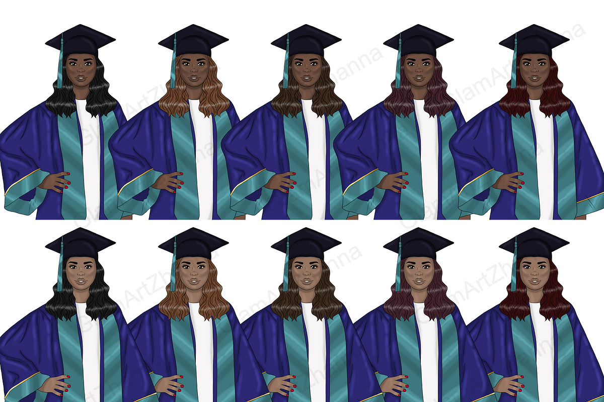 Graduation Girls Clipart, an Education Illustration by GlamArtZhanna (Photo 3 of 11)