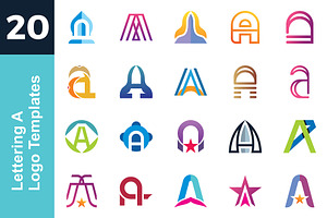 20 Logo Lettering A Template Bundle