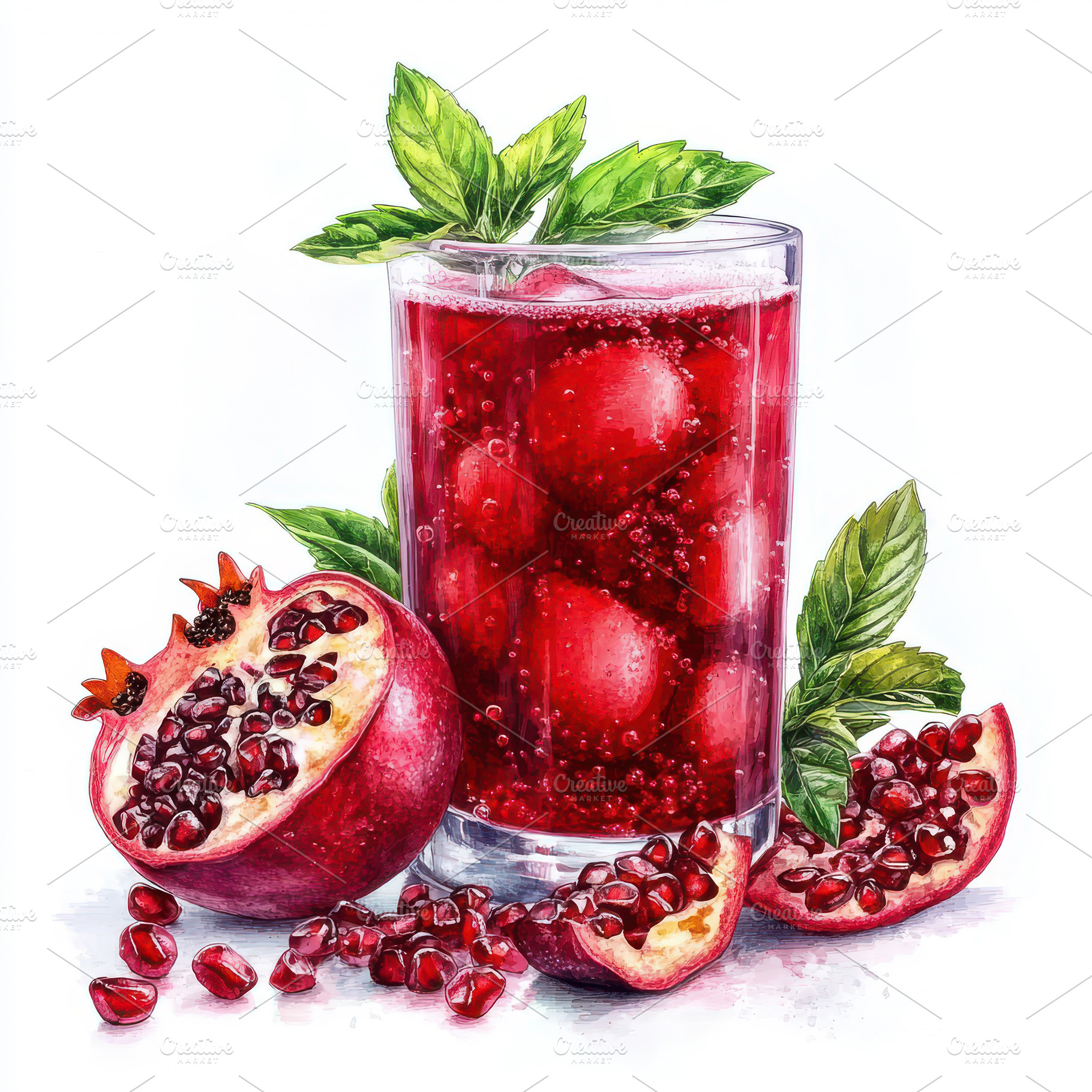 Refreshing Pomegranate Drink with Mi, a Food & Drink Photo by Pixeness Studio