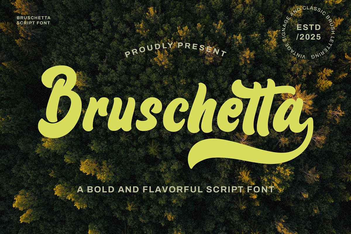 Bruschetta - Retro Script Font, a Handwritten Font by Mozatype (Photo 1 of 10)