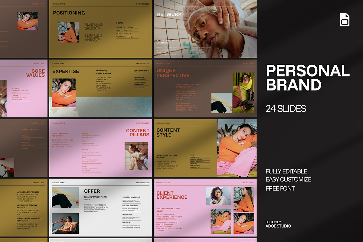 Personal Brand Deck Google Slides, a Presentation Template by adoestudio (Photo 1 of 9)