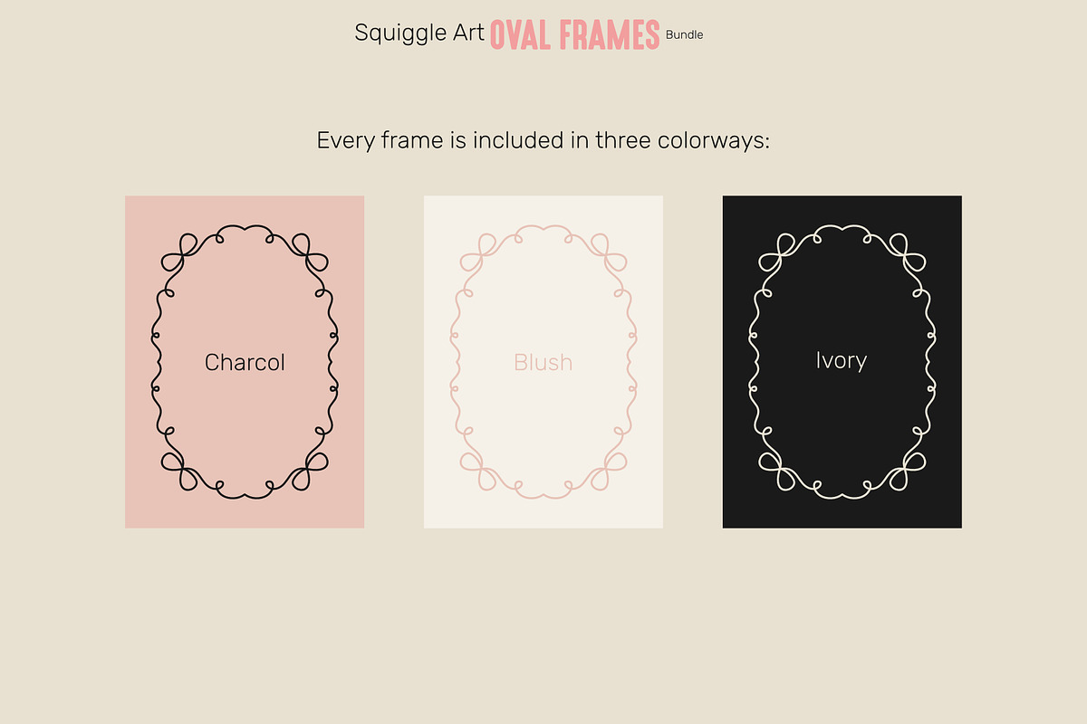 Squiggle Art Oval Frames Bundle, an Object Graphic by moja doodle (Photo 3 of 8)