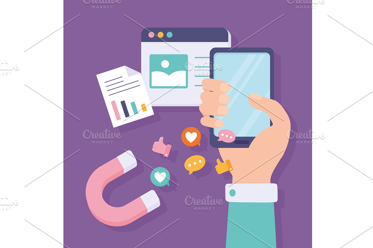 digital marketing and management, an Object Illustration by studiogstock