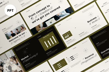 Cream Minimalist Pitch Deck PPT, a Presentation Template by graphicook