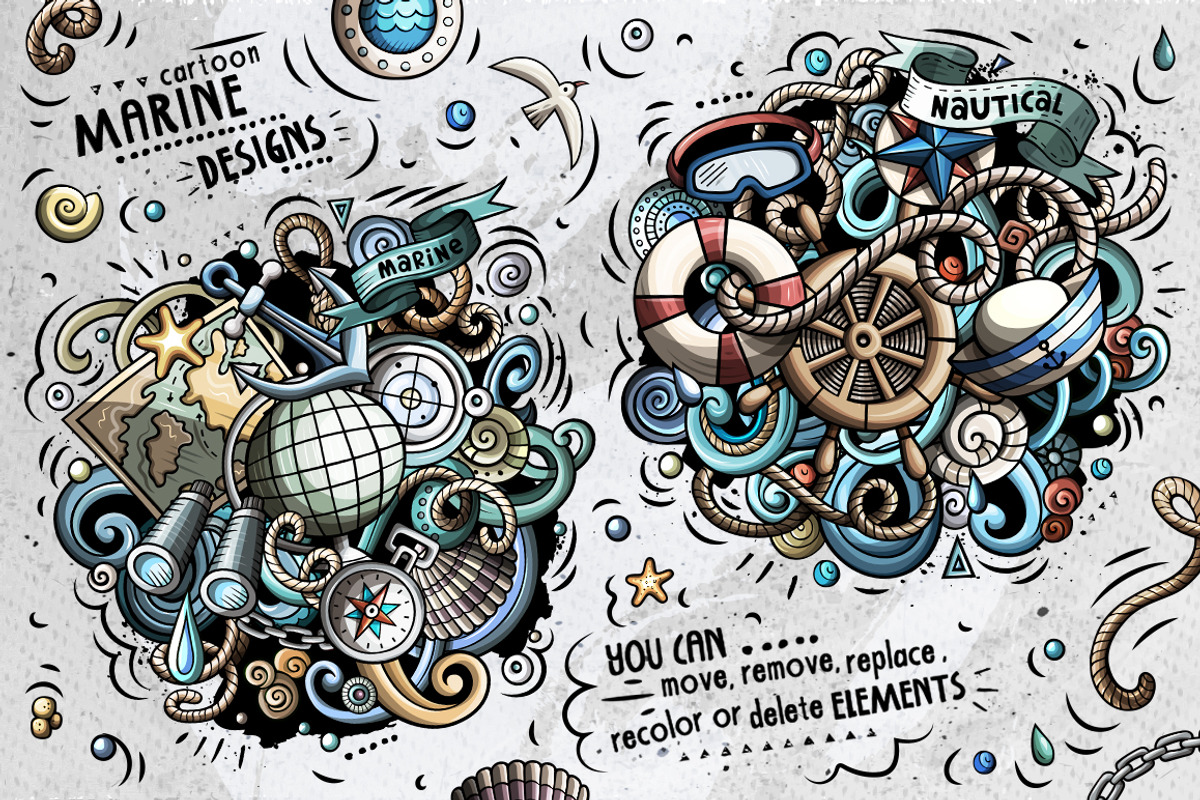 Nautical Cartoon Doodle Pack, a Decorative Illustration by BALABOLKA (Photo 9 of 10)