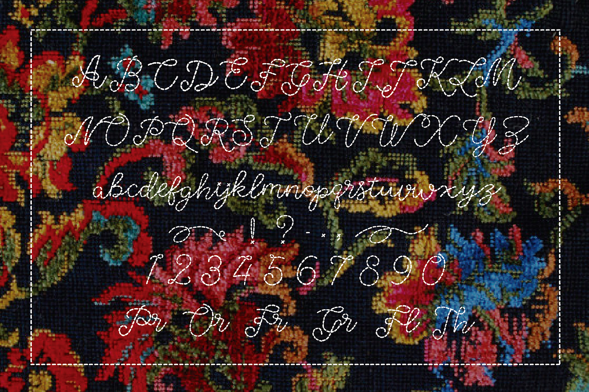 Stitched hand written font preview 6
