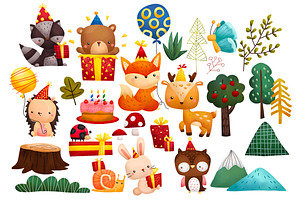 Watercolor Woodland Animal Birthday