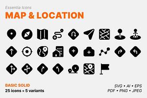 Map & location icons (Solid), a Solid Icon by Totto House