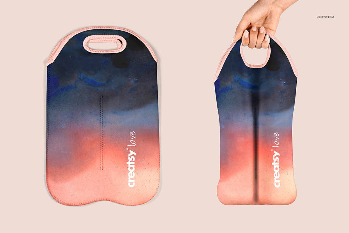 Neoprene Wine Bag Double Mockup Set, a Product Mockup by creatsy4 (Photo 4 of 10)