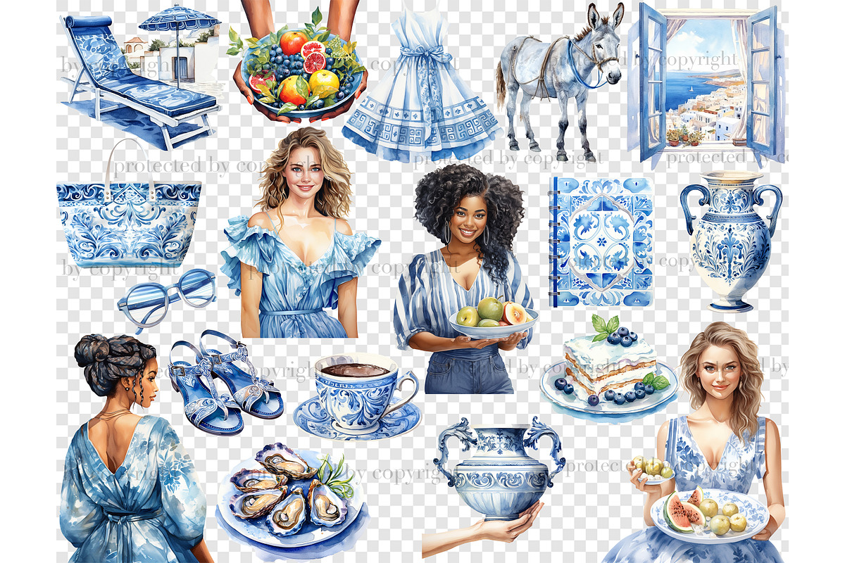 Santorini Clipart | Summer Vacation, a Person Illustration by GlamArtZhanna (Photo 5 of 6)