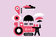 Rain Music Vector Flat Design, an Illustration by danjazzia (Thumbnail 3 of 4)