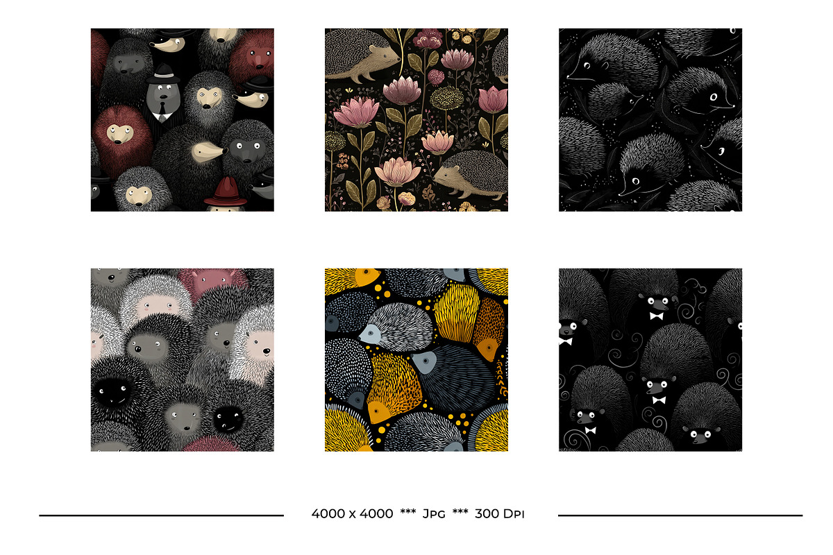 Hedgehog Retro Art Style Patterns, a Pattern Graphic by karenfoleyphoto (Photo 4 of 12)