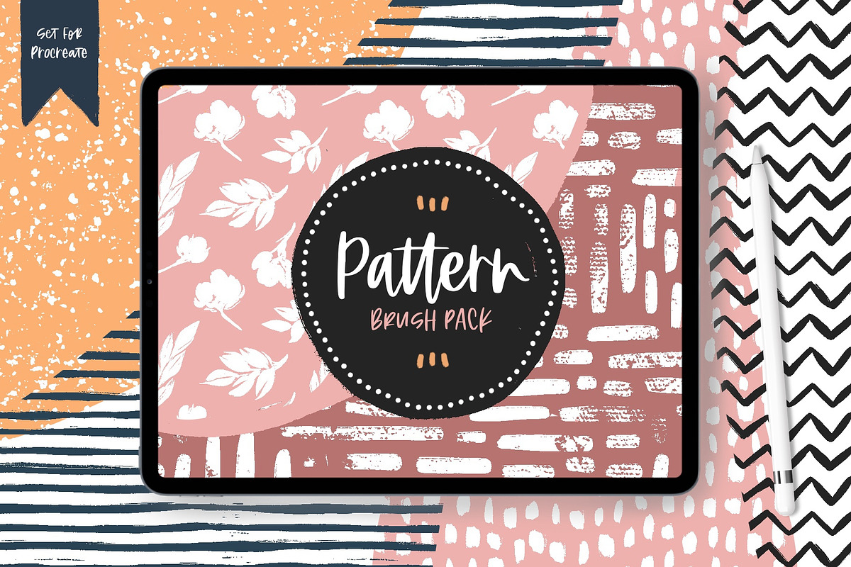 Pattern Brush Pack for Procreate, a Brush Add-On by PeDe Designs