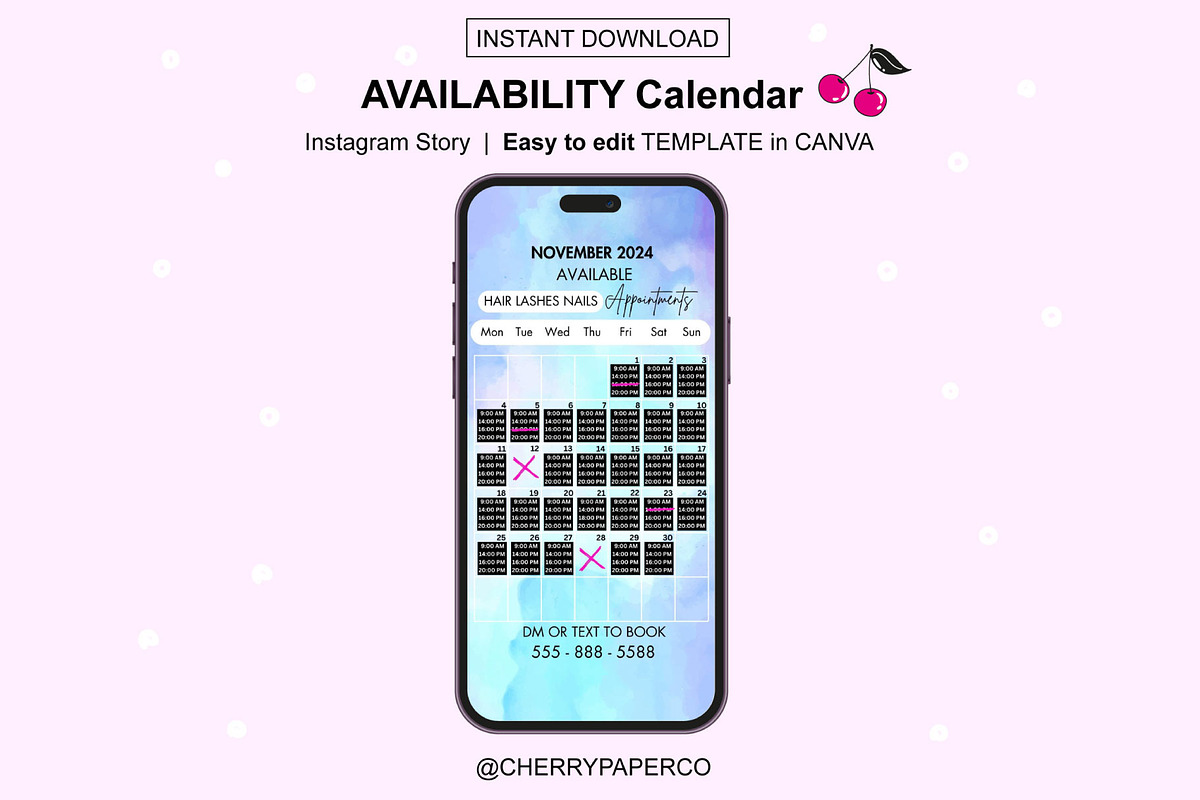 Instagram Story Calendar - NOVEMBER, a Social Media Template by Cherry Paper Co (Photo 2 of 2)
