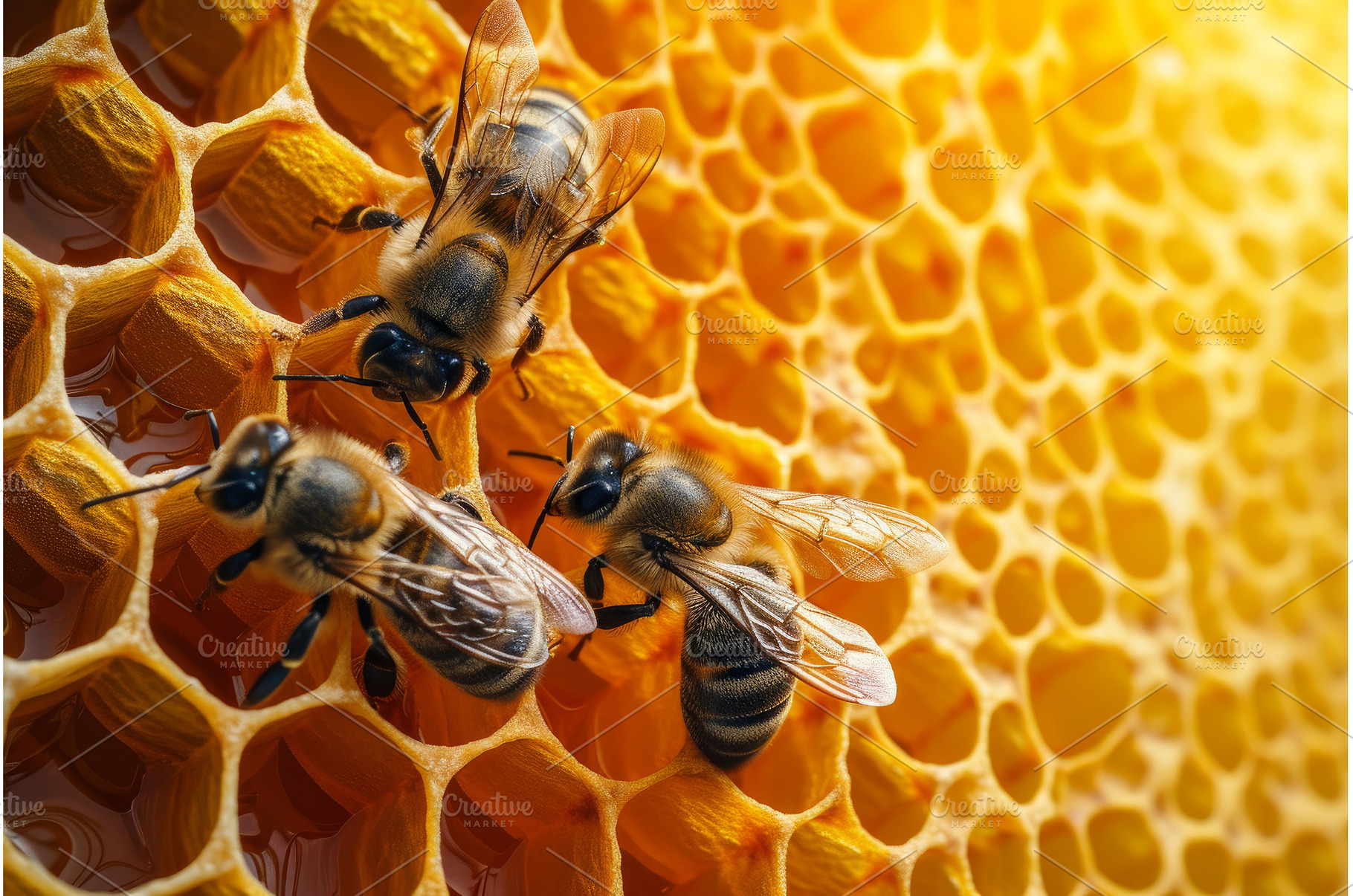 Bees honeycomb. Generate Ai, an Animal Photo by Ylivdesign