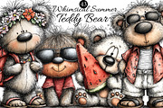 Whimsical Summer Teddy Bear Clipart, an Illustration by DreamArtGraphic (Thumbnail 1 of 4)