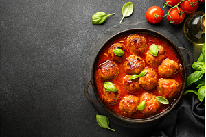 Meatballs in tomato sauce in iron, a Food & Drink Photo by Nadia-nb