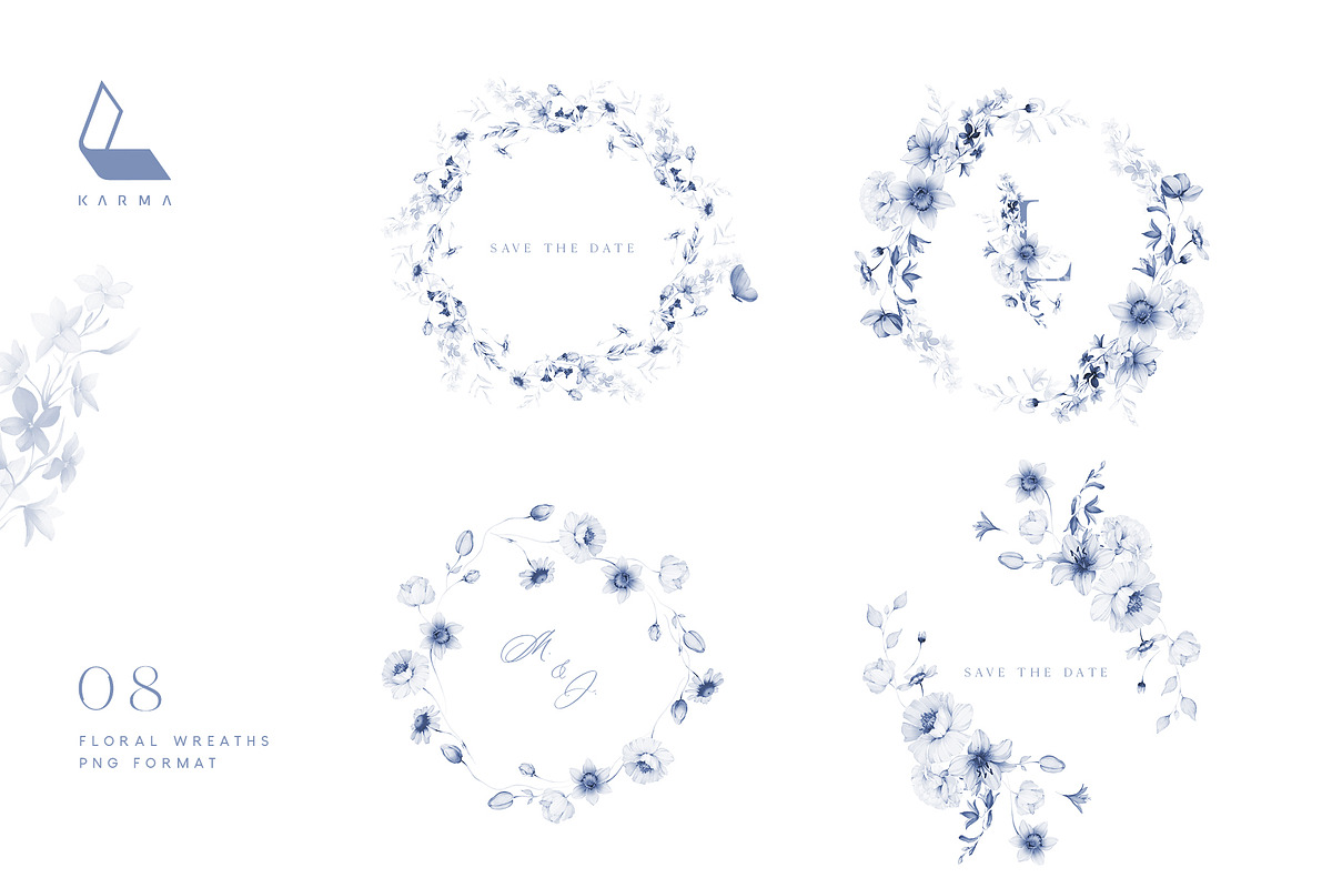 Gwinnett | Indigo | Botanical set, a Decorative Illustration by Karma (Photo 15 of 16)