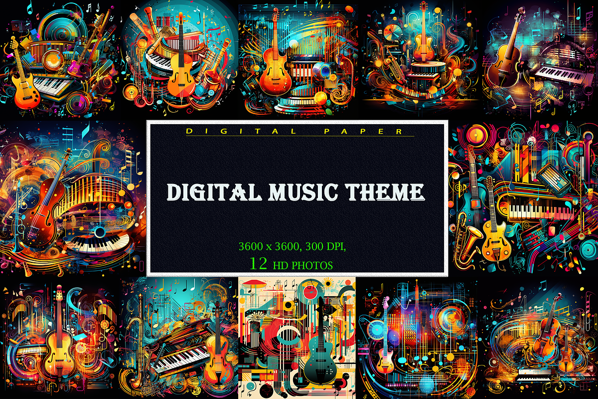 Digital Music Themed Background, a Background Graphic by Printable Treasure (Photo 1 of 4)