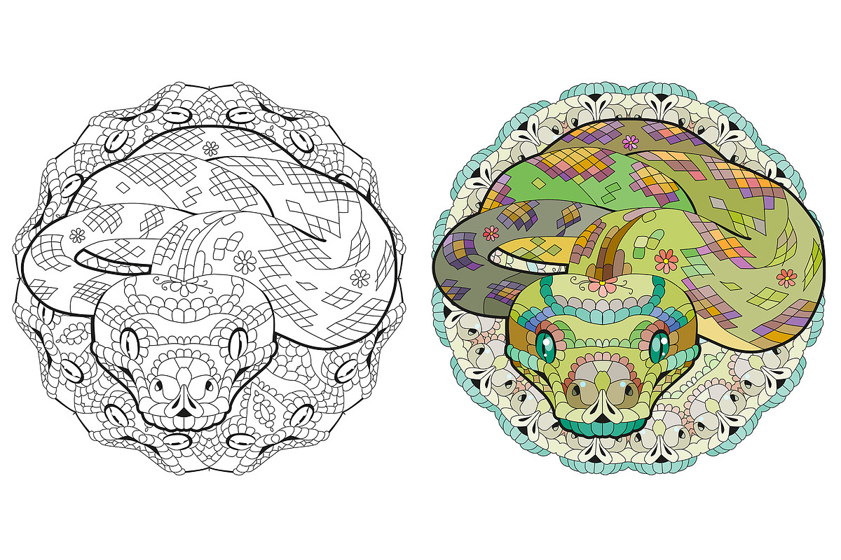 Decorative snakes for coloring, an Object Graphic by Watercolor fantasy (Photo 5 of 7)