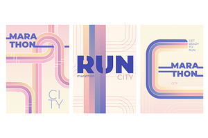 City marathon posters set with, an Illustration by art PVP - market