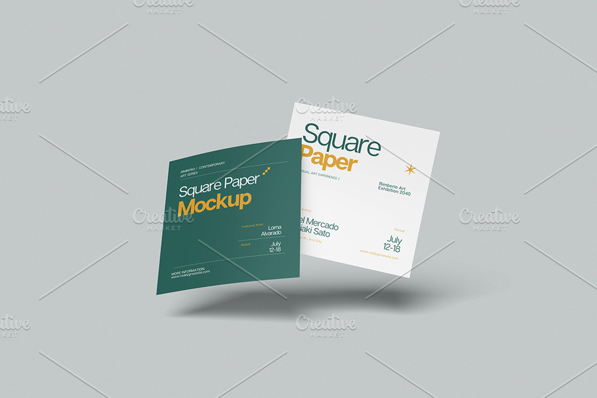 Square Paper Mockup, a Books & Magazine Mockup by Gatamotion (Photo 2 of 5)