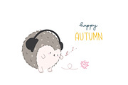 Happy Hedgehog @ Autumn season, a Decorative Illustration by MooBeer (Thumbnail 3 of 6)