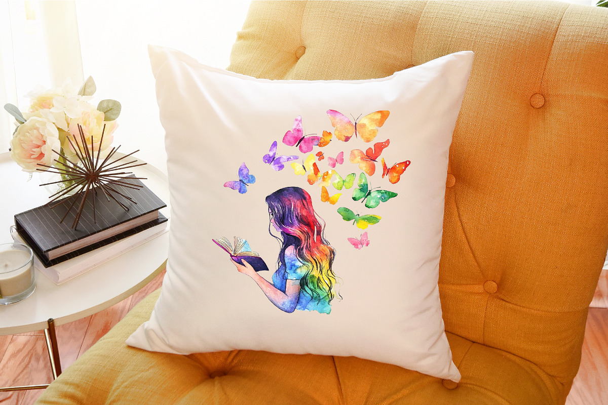 Girl Loves Reading Clipart, an Illustration by Sublimation Artist (Photo 6 of 6)