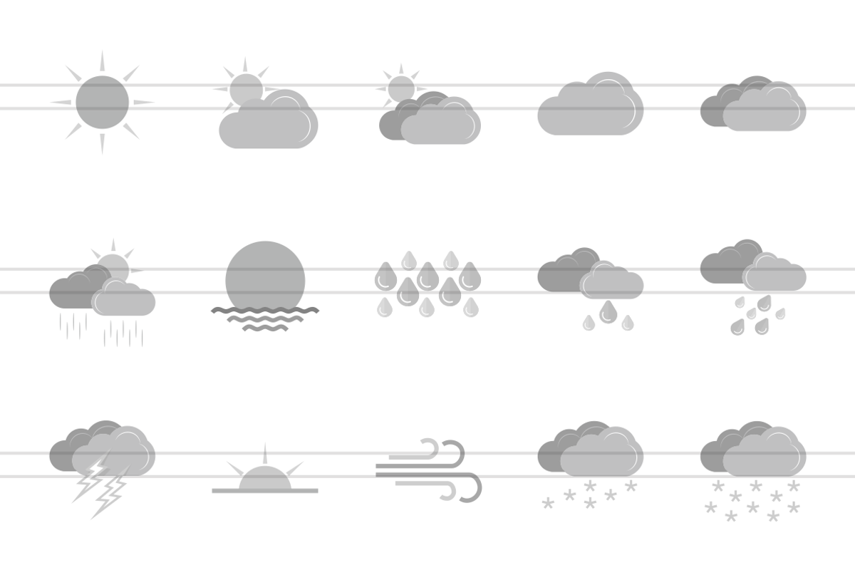 30 Weather Greyscale Icons, an Icon by IconBunny