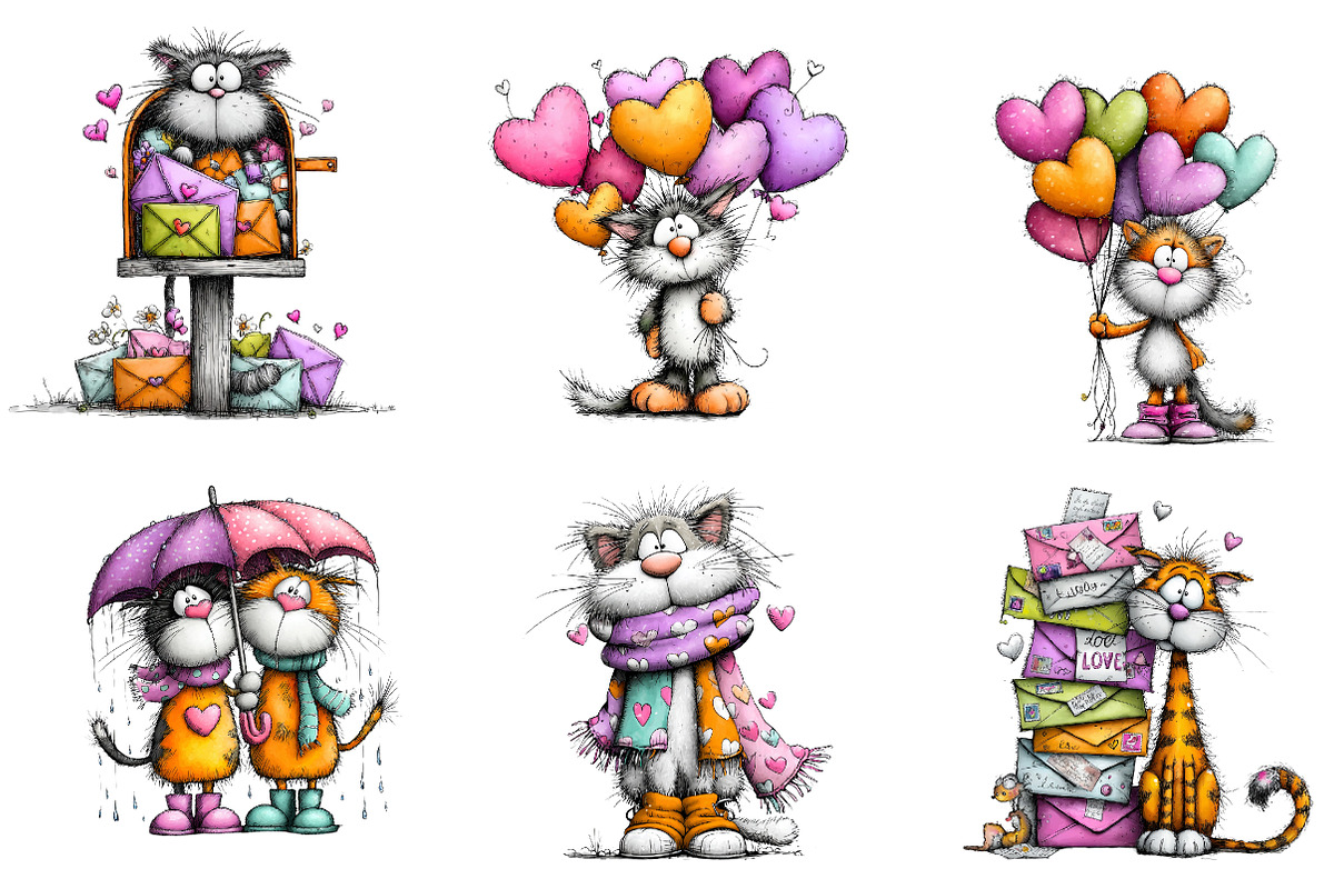 Valentine Cat Clipart Bundle, an Illustration by CreationArt (Photo 5 of 5)