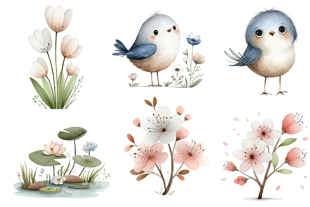 Watercolor Spring Clipart, an Illustration by Designworld (Photo 3 of 7)