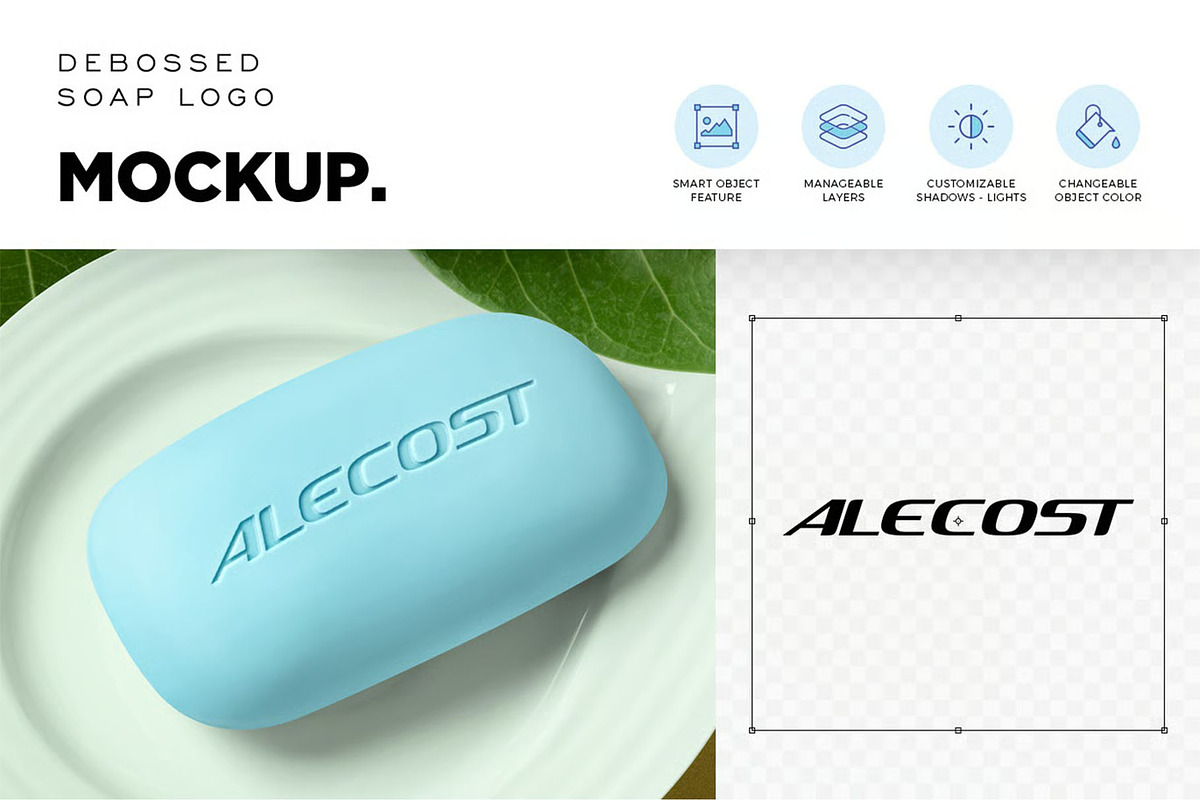 Soap Bar Engraved Logo Mockup, a Merchandise Mockup by megostudi0 (Photo 1 of 4)