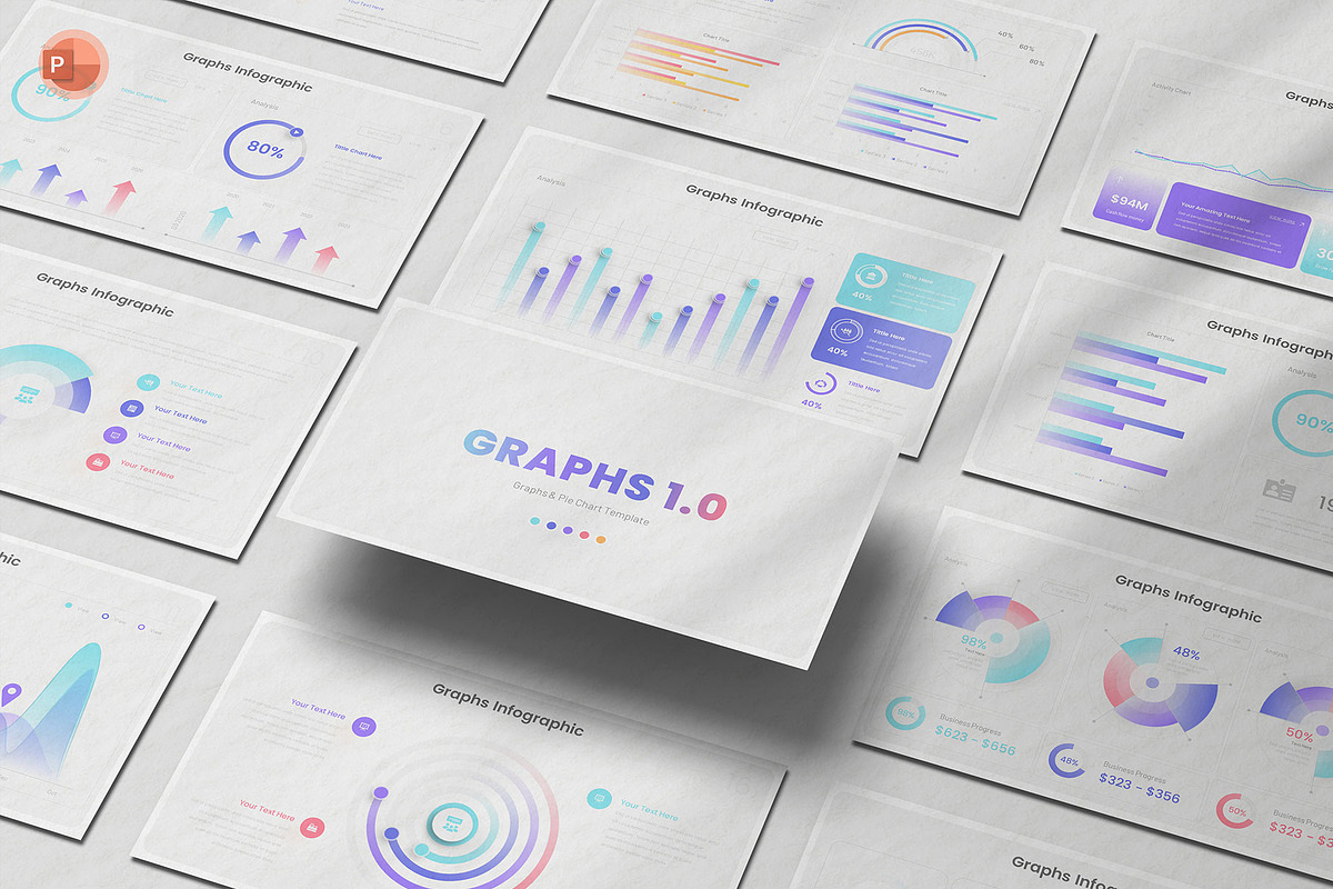 Graphs & Pie Chart PowerPoint, a Presentation Template by Pixslides (Photo 1 of 8)