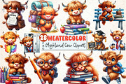 Back To School Highland Cow Clipart, a Seasonal Illustration by Rose Art (Thumbnail 1 of 4)