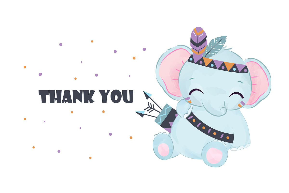 Bohemian Baby Elephants Clipart Set, an Animal Illustration by DrawStudio1988 (Photo 3 of 3)