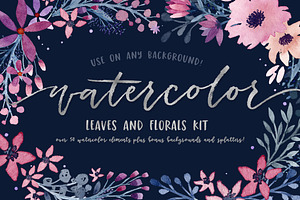 Watercolor Leaves and Florals Kit
