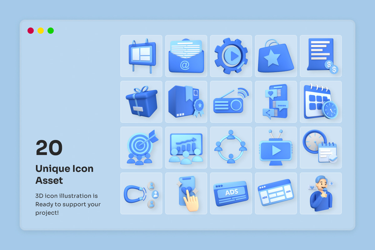 Advertising & Campaign 3D Icon Set, a Work Illustration by twinstd (Photo 6 of 6)
