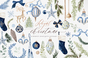 Watercolor Clipart - ROYAL CHRISTMAS, a Decorative Illustration by Beigetime (Thumbnail 1 of 15)