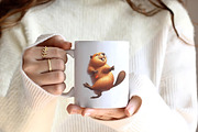 Watercolor Autumn Cute Beaver, an Illustration by CreationArt (Thumbnail 4 of 9)