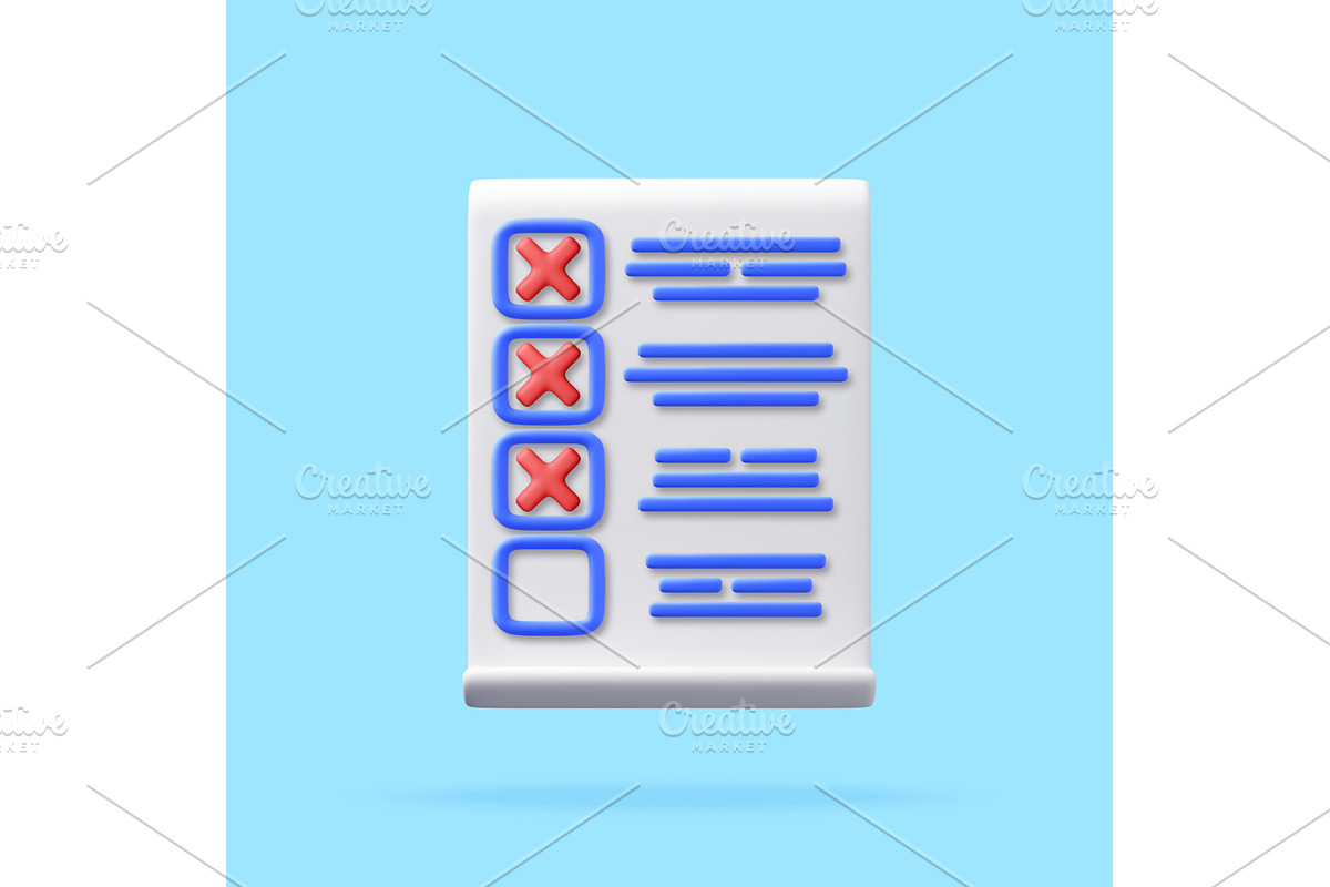 3d checklist with red cross marks on, an Object Illustration by Abscent