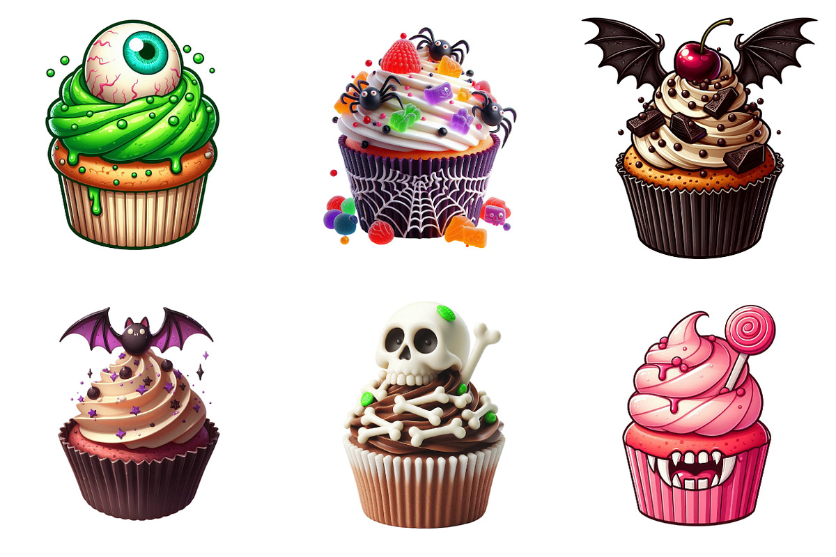 Spooky Sweet Halloween Cupcakes PNG, an Illustration by SinaCreation (Photo 4 of 7)