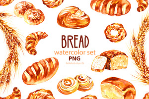 Watercolor Bread clipart