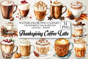 Watercolor Thanksgiving Coffee Latte, an Illustration by DreamPrint404