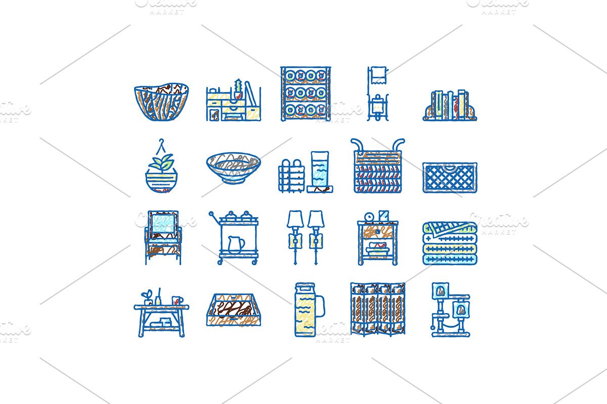 Home Decoration And Furniture Icons, an Object Illustration by pikepicture